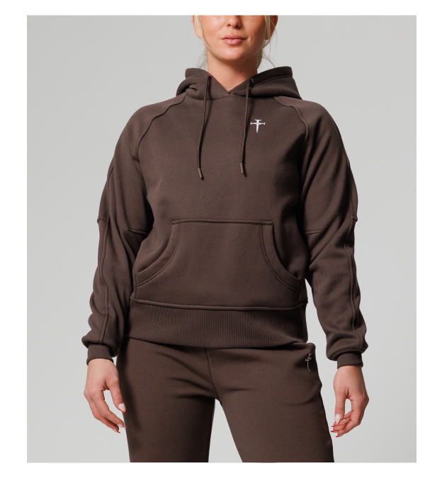 women's tech fleece hoodie woodland brown