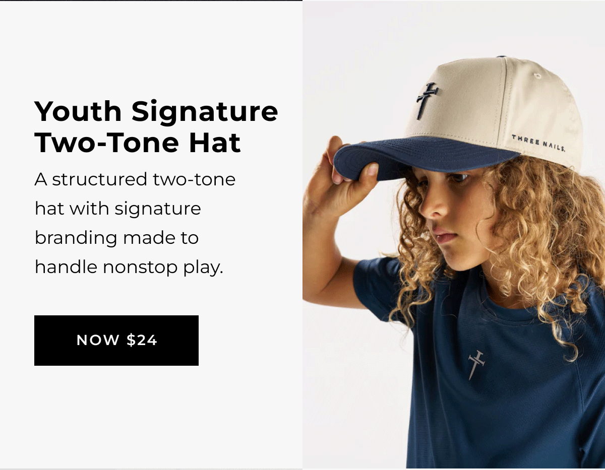 youth signature two-tone hat a structured two-tone hat with signature branding made to handle nonstop play now $24