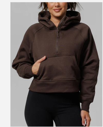 nova half zip hoodie woodland brown