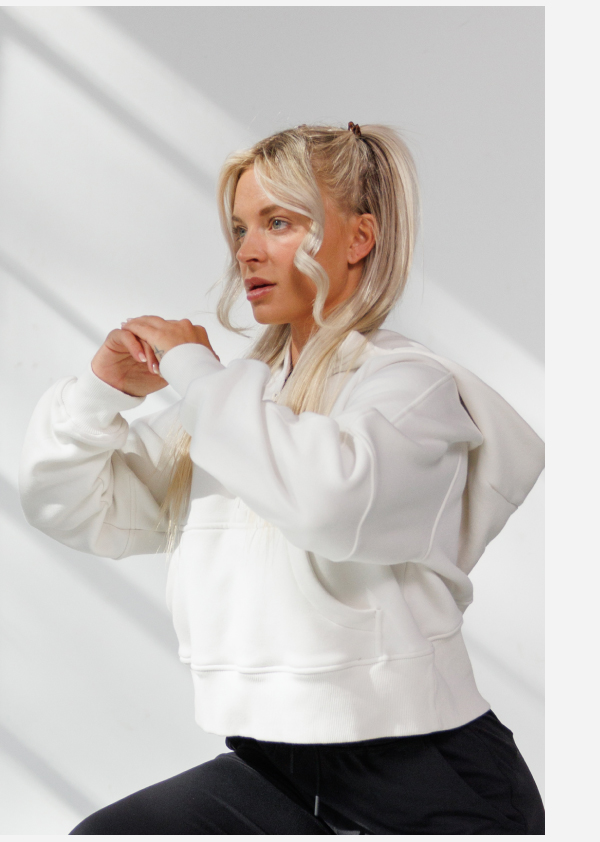 nova half zip hoodie cream