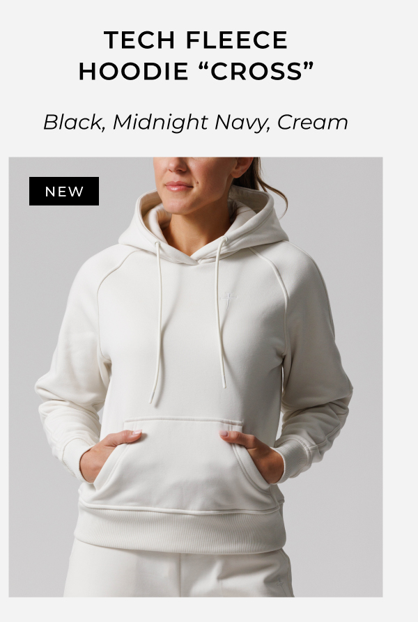 tech fleece hoodie cross black, midnight navy, cream