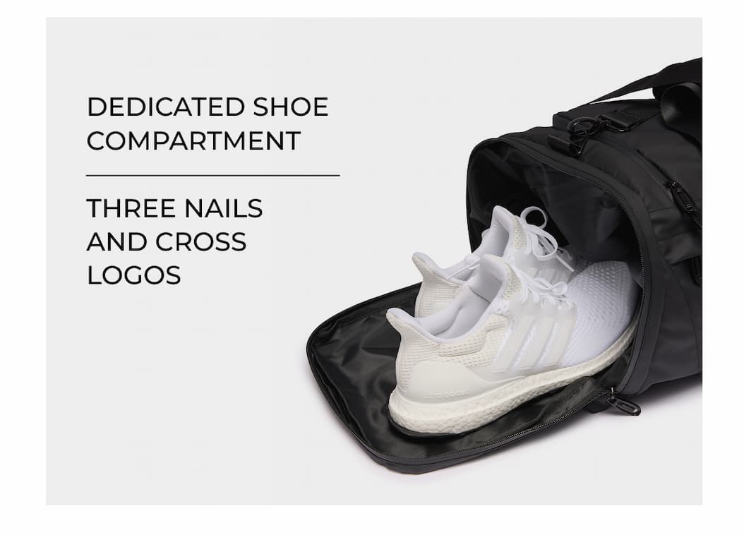 DEDICATED SHOE COMPARTMENT THREE NAILS AND CROSS LOGOS