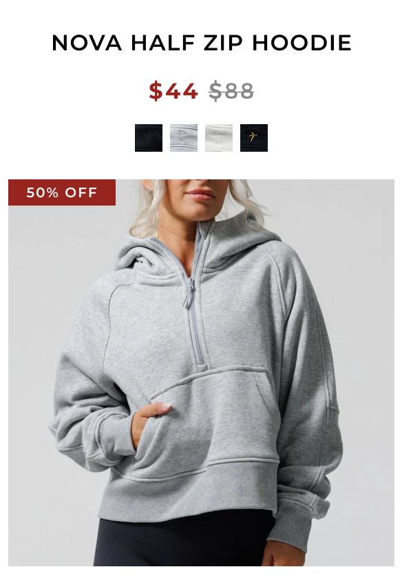 Nova Half Zip Hoodie - Heather Grey