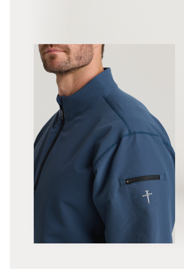 Vanta+ Quarter Zip Built to layer without limits. Durable water-repellent finish, four-way stretch, and a clean minimalist design. Available in Cross and Minimal styles. • Secure zipper sleeve pocket • Four-way stretch with flatlock seams Relaxed fit for easy layering SHOP NOW