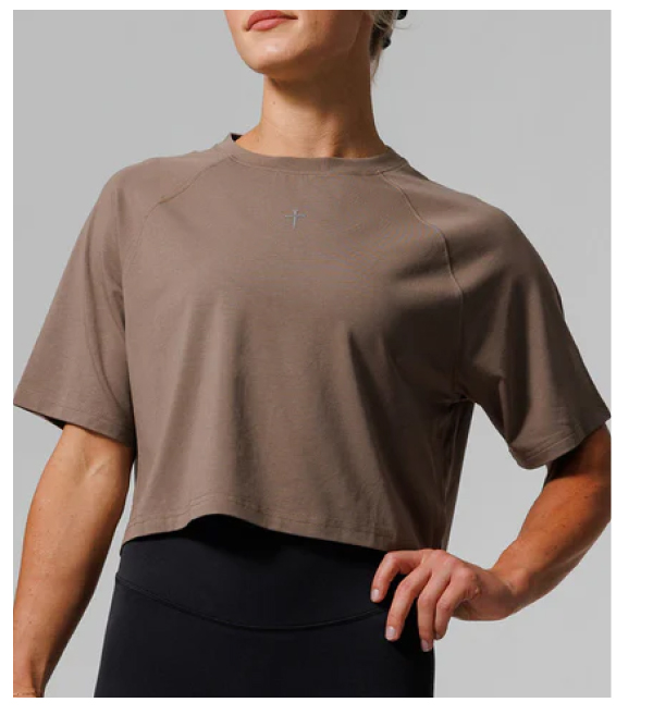 ultra soft waist-length tee - deep taupe