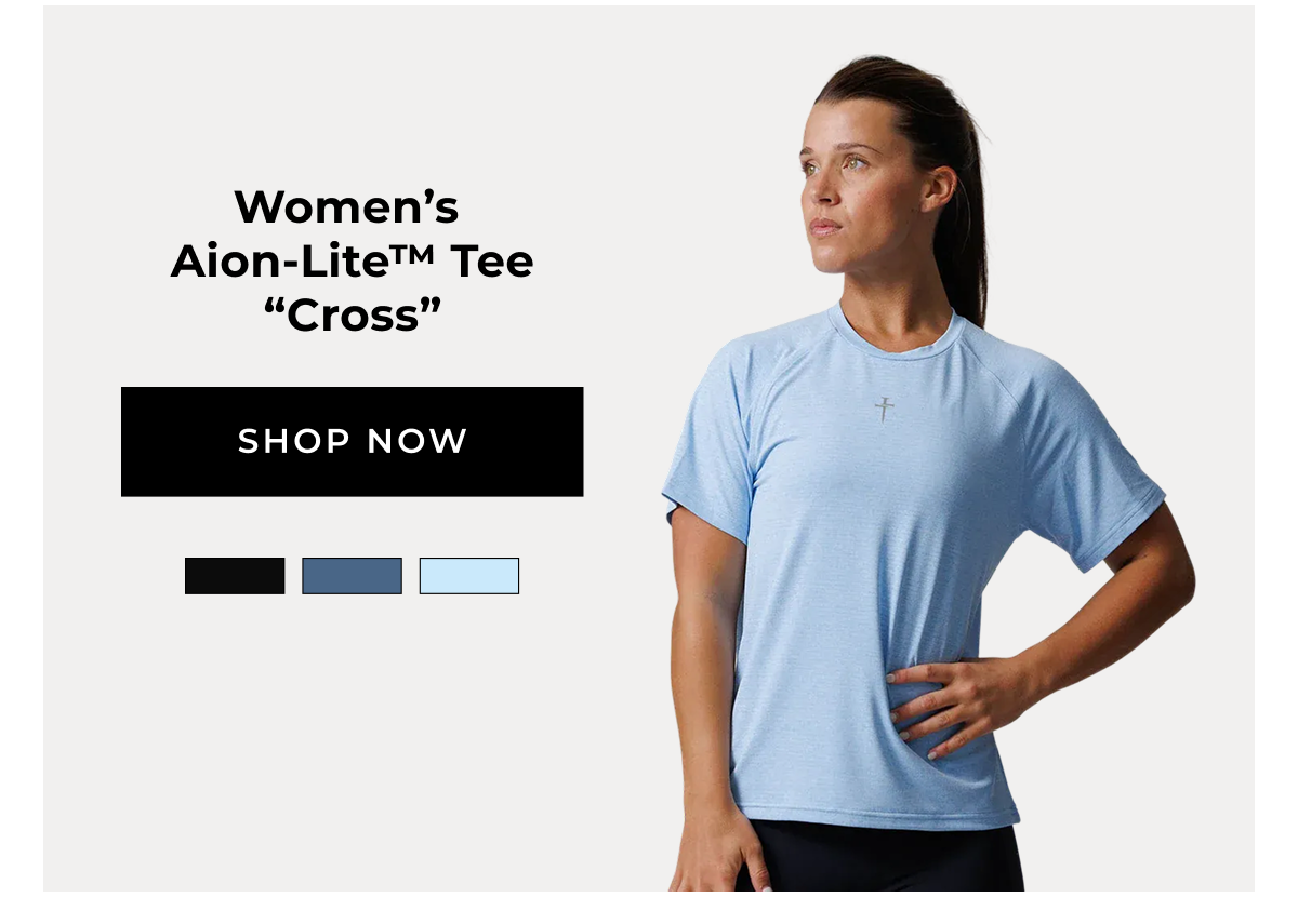 Women's Aion-Lite™ Tee "Cross" SHOP NOW Black, Midnight navy marl, sky blue marl