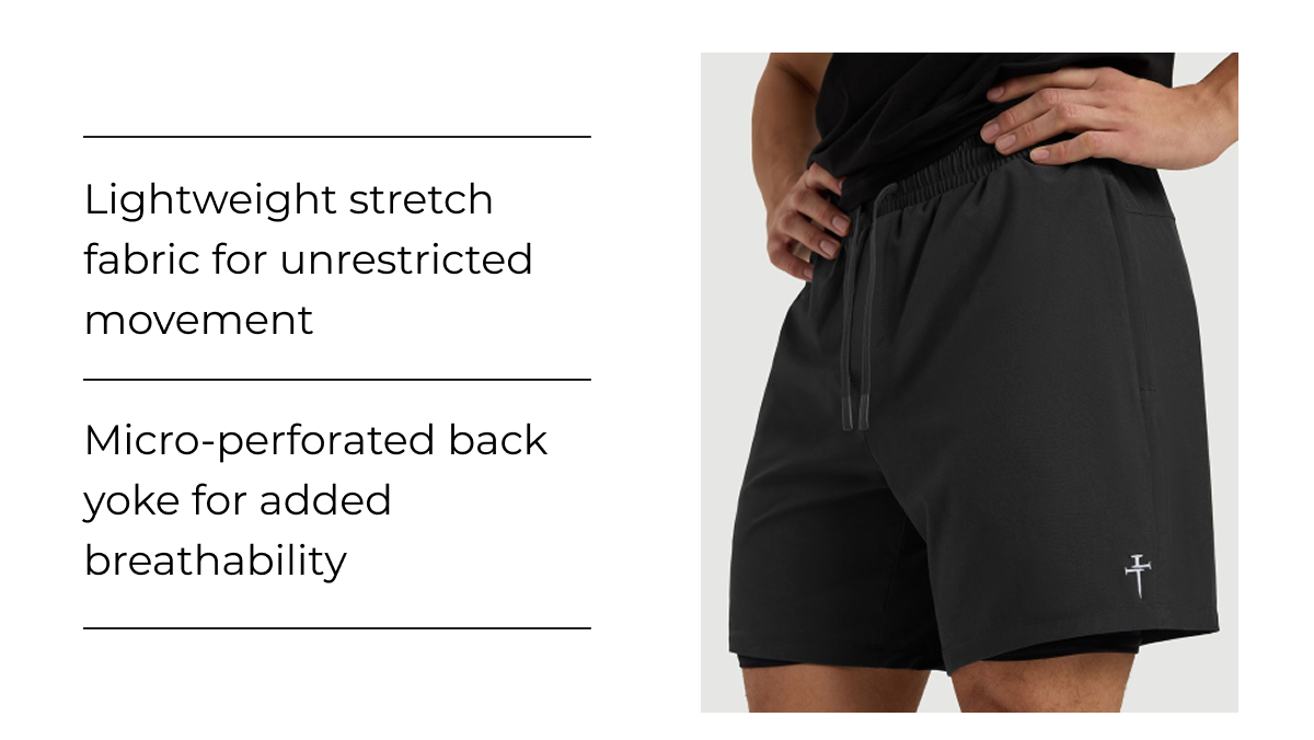 Lightweight stretch fabric for unrestricted movement Micro-perforated back yoke for added breathability