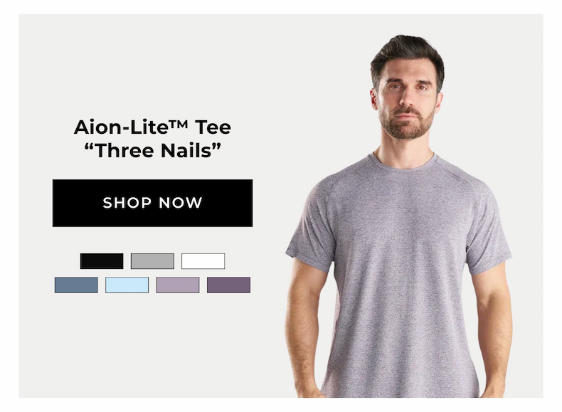 Aion-Lite™ Tee "Three Nails" SHOP NOW Black, Grey Marl, White, Midnight Navy, Sky Blue, Moonscape, Nightshade Marl