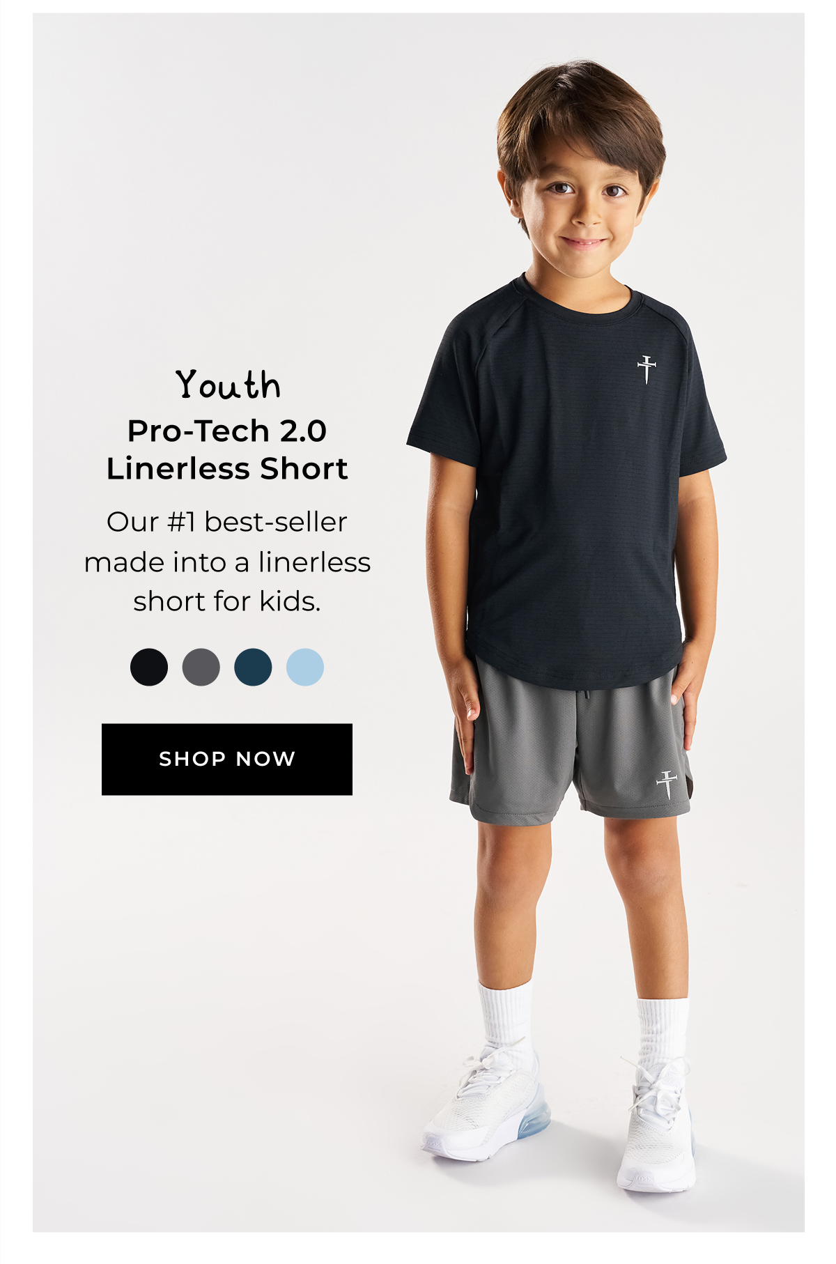 YOUTH PRO-TECH 2.0 LINERLESS SHORT Our #1 best-seller made into a linerless short for kids. 