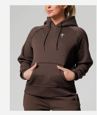womens tech fleece hoodie woodland brown