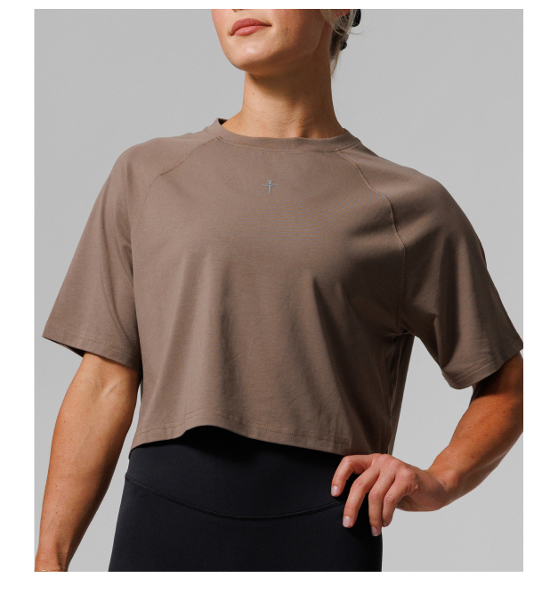 ultra soft waist length tee deep taupe