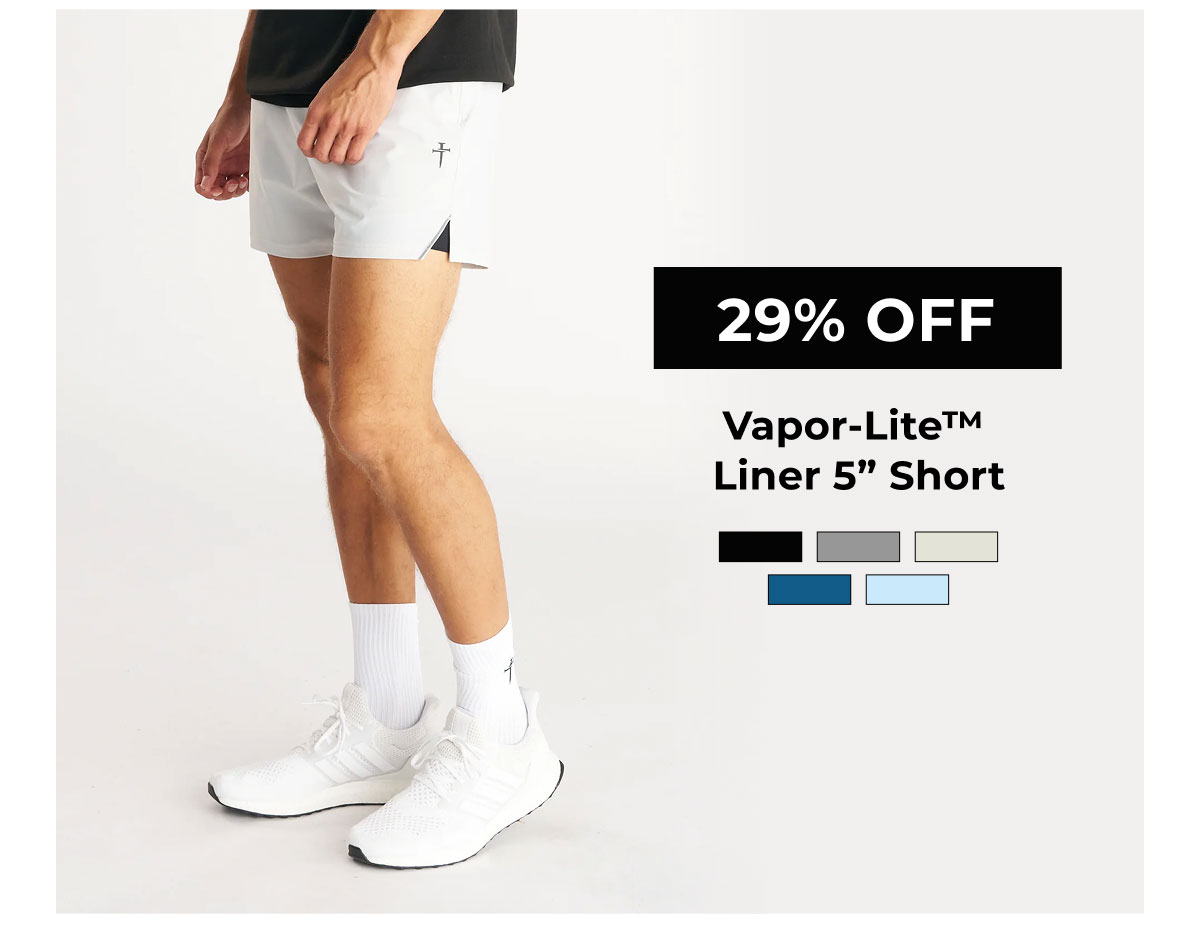 29% OFF | Vapor-Lite™ Liner 5" Short "Cross"