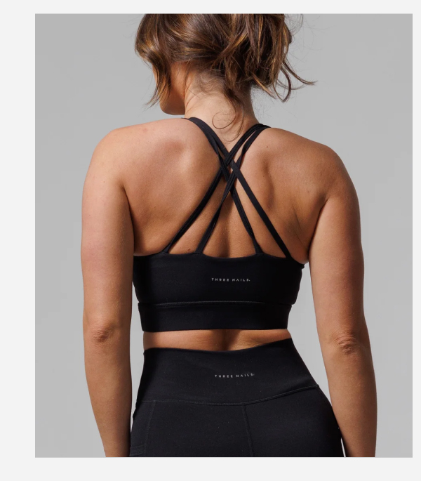 black cross back sports bra