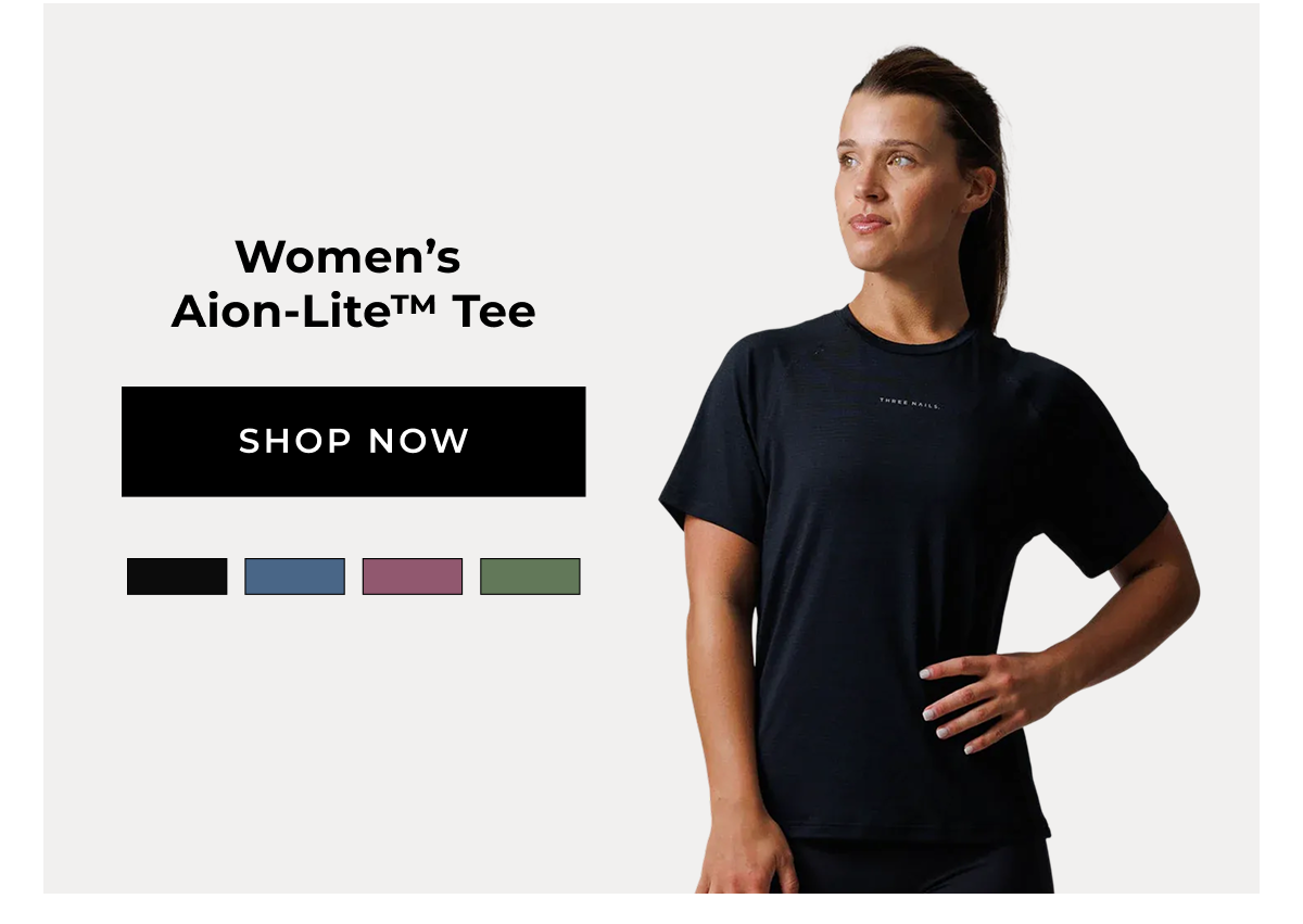 Women's Aion-Lite™ Tee SHOP NOW Black, midnight navy marl, merlot marl, dark pine