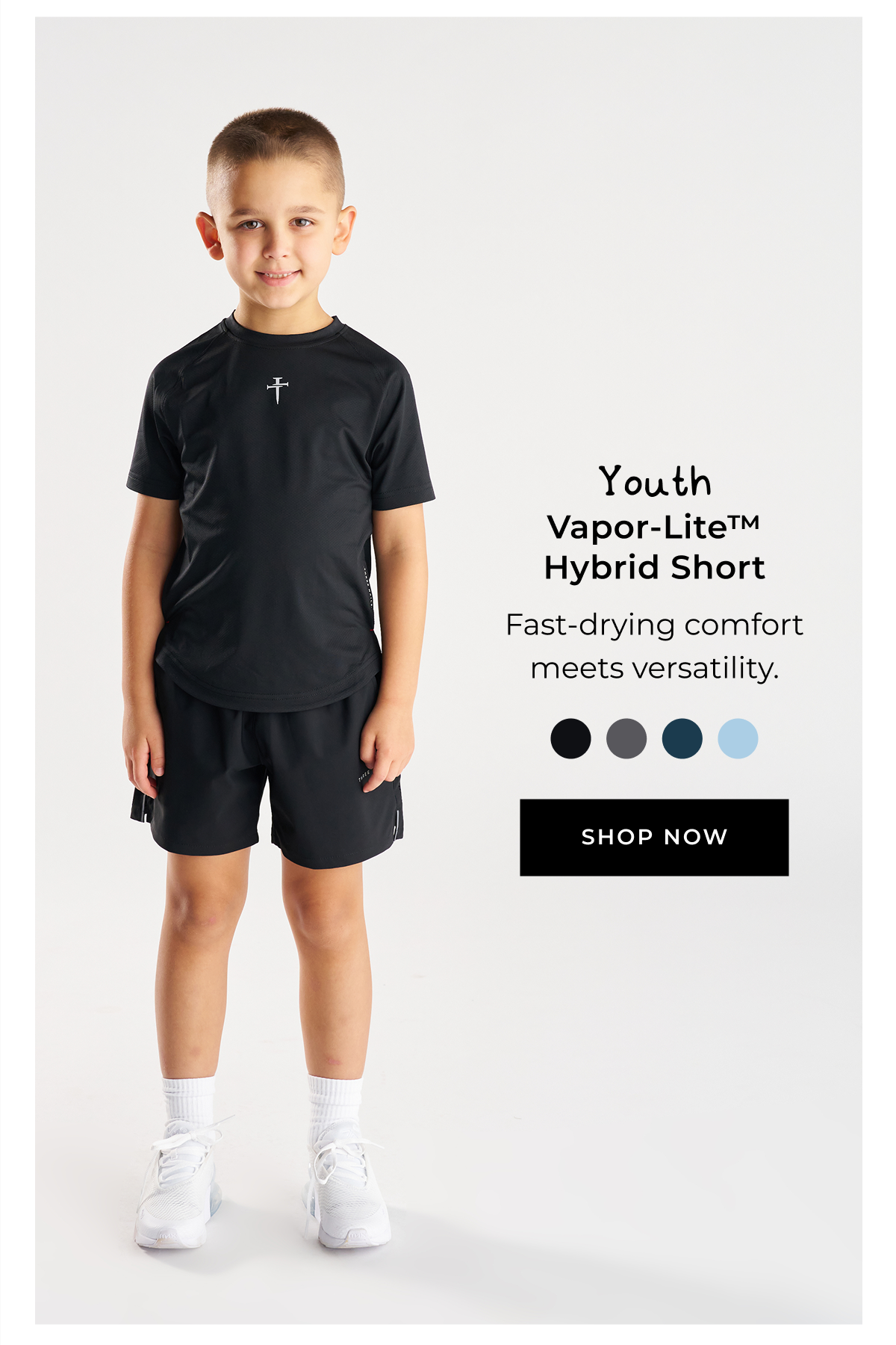 YOUTH VAPOR-LITE™ HYBRID SHORT Fast-drying comfort meets versatility. 