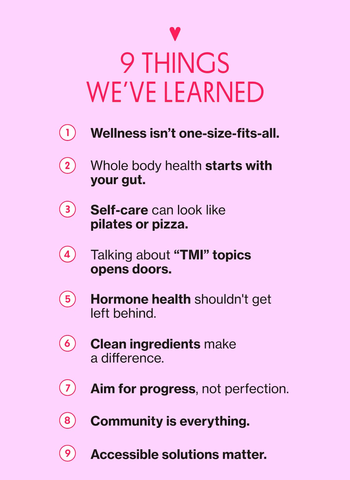 9 THINGS WE'VE LEARNED  9 THINGS WE'VE LEARNED