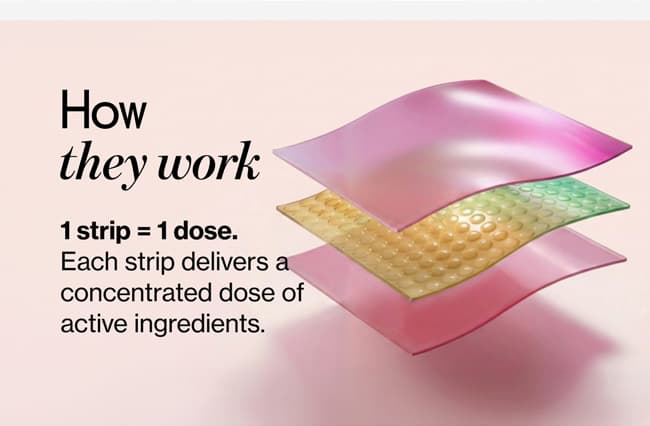 How they work | 1 strip = 1 dose. Each strip delivers a concentrated dose of active ingredients.