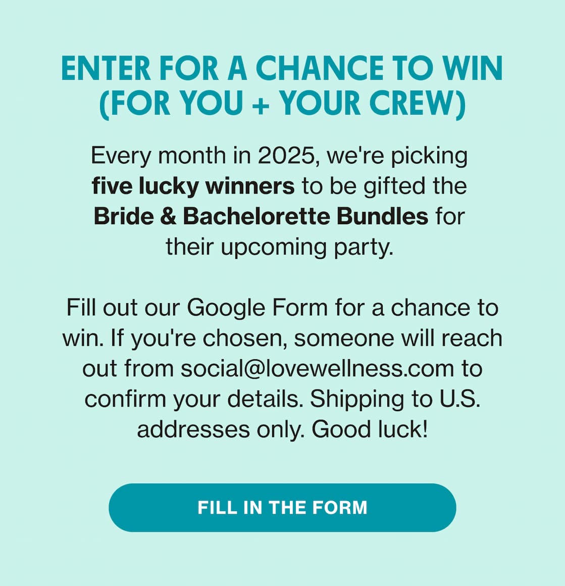 ENTER FOR A CHANCE TO WIN (FOR YOU + YOUR CREW) | FILL IN THE FORM