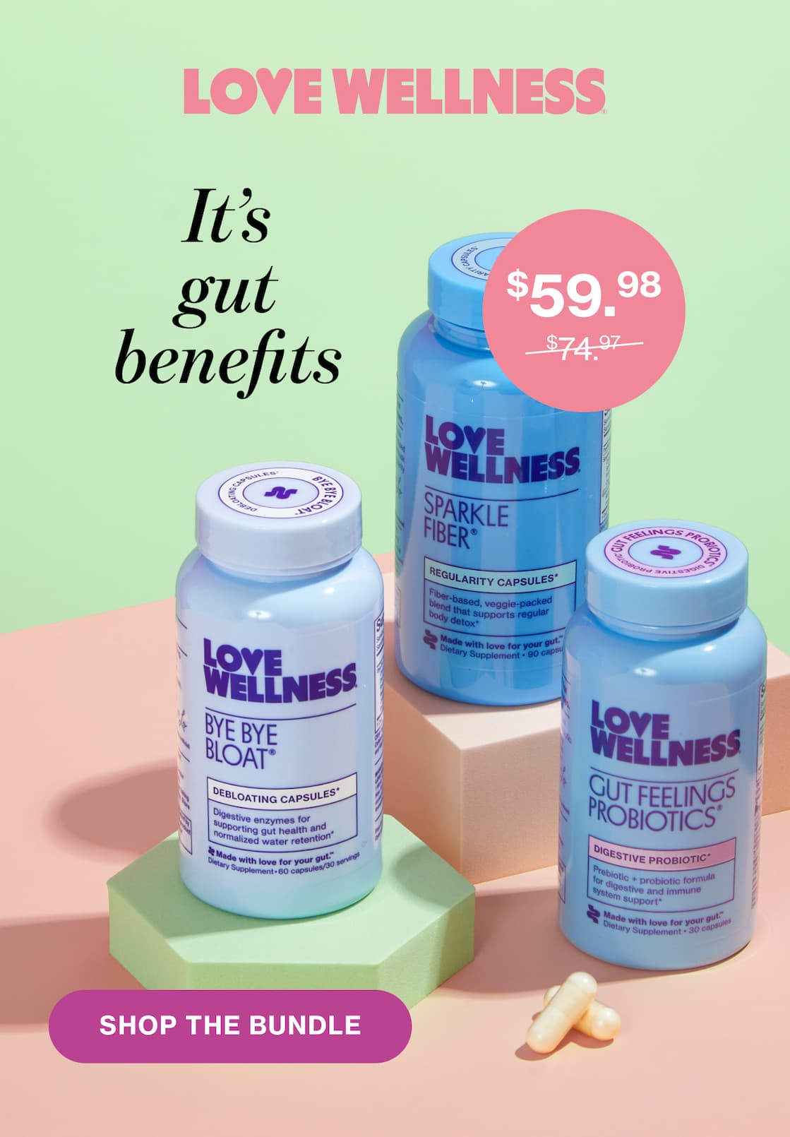 Love Wellness | It's gut benefits | $59.98 | Shop The Bundle