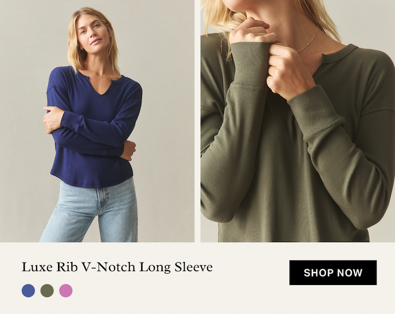 Luxe Rib V-Notch Long Sleeve