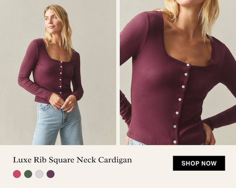 Luxe Rib Square Neck Cardigan