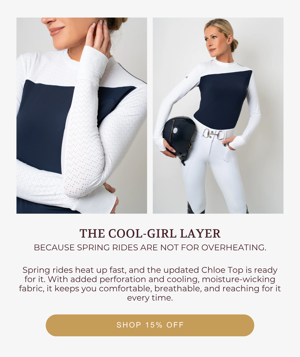 Perforated Cool Tech Chloe Top (Navy)