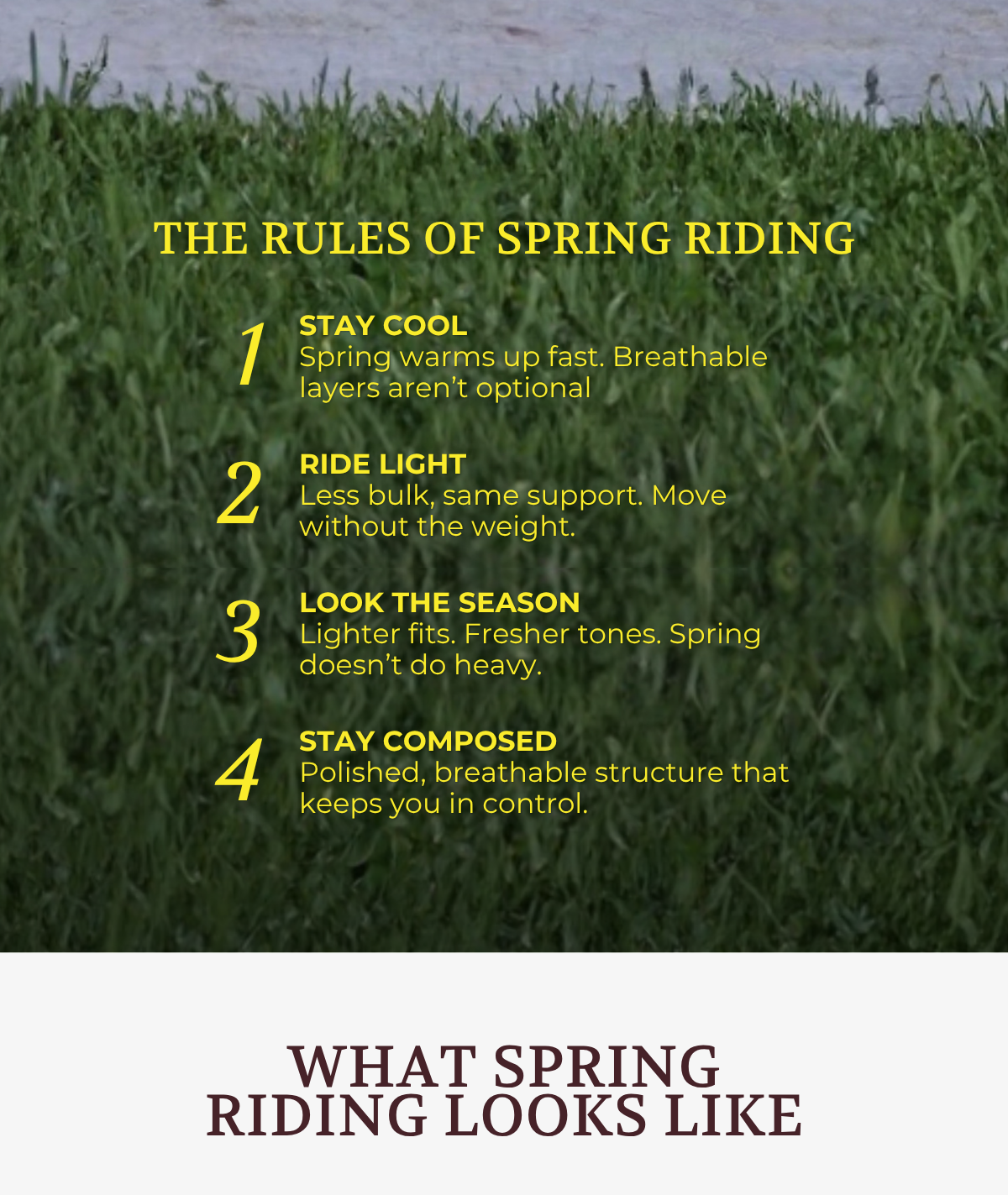 The Rules of Spring Riding
