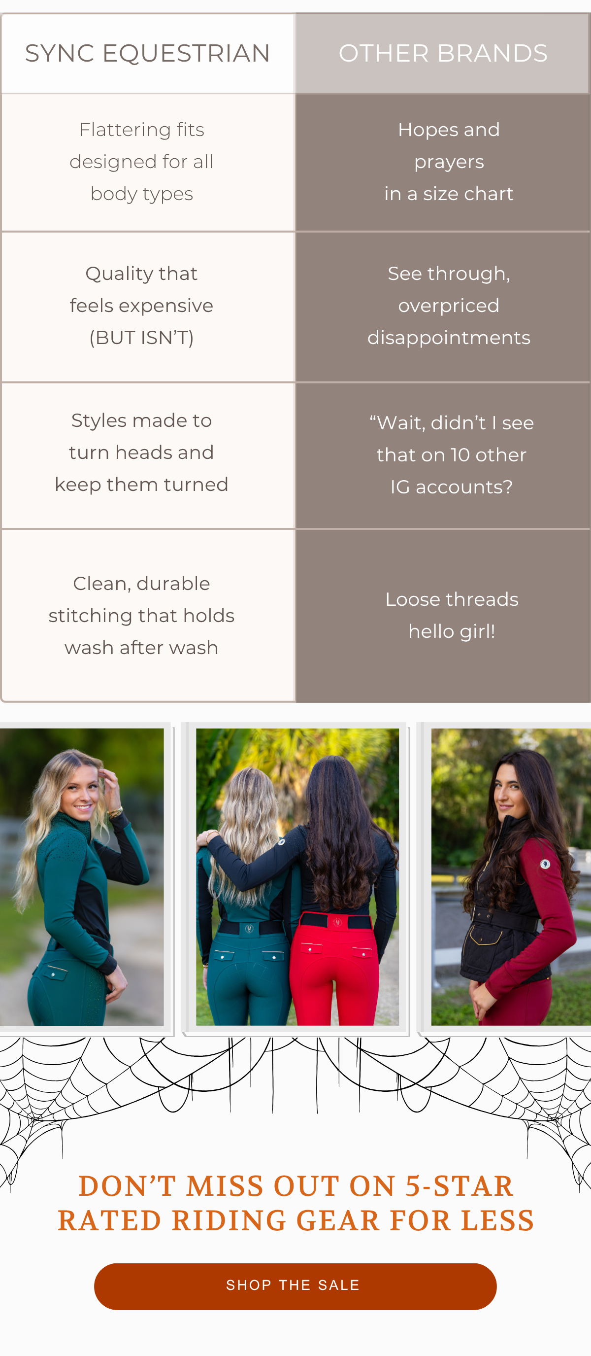 Sync equestrian vs. other brands