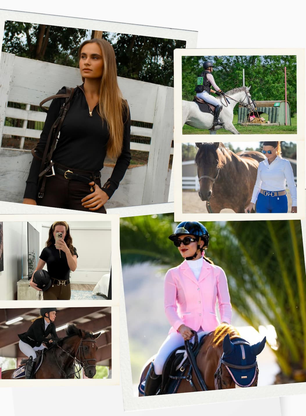 Sync riders wearing breeches in and out of the saddle