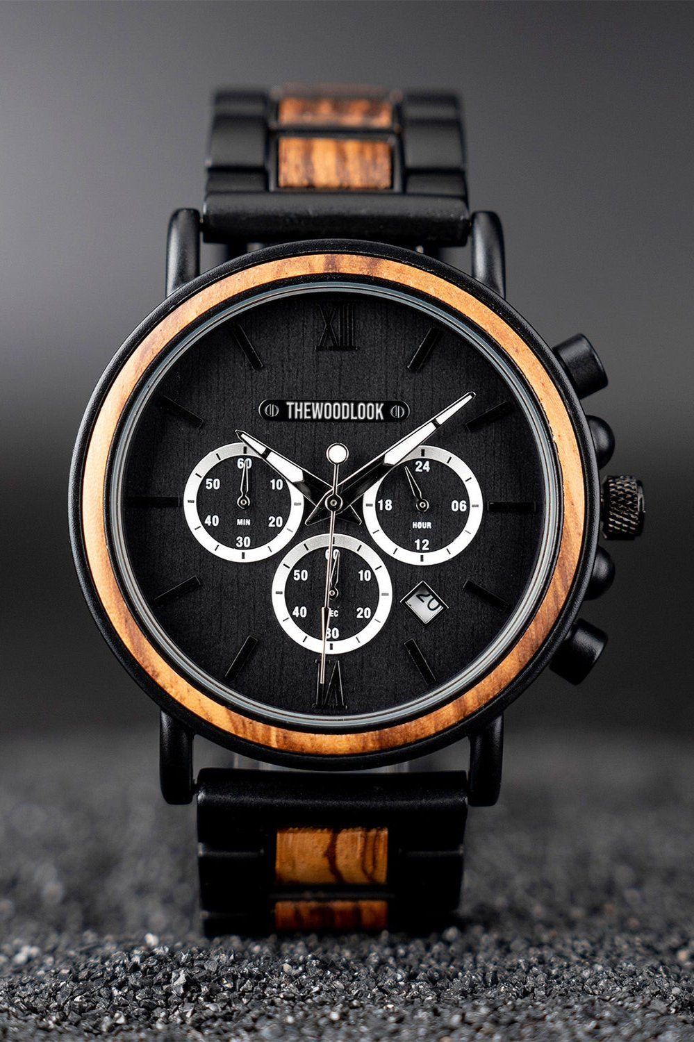 The Boston wooden watch in Zebrawood