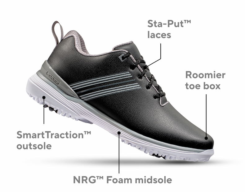 Sta-Put Laces. SmartTraction outsole. Roomier toe box. NRG Foam Midsole.