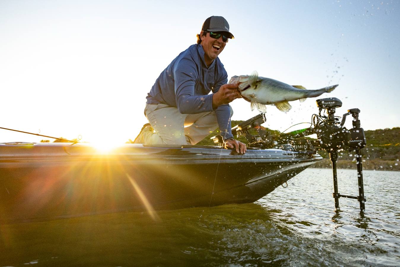 Garmin LiveScope Plus being used from a bass boat