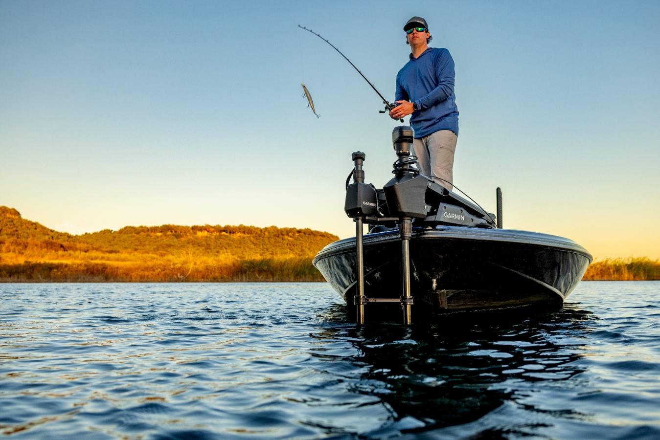 Garmin LiveScope fishing setup on the bow