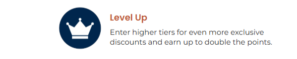 Level Up: Enter higher tiers for even more exclusive discounts and earn up to double the points.