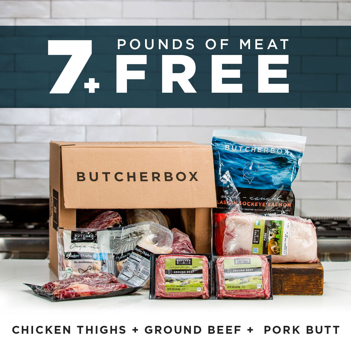 7+ LBS OF MEAT FREE - CHICKEN THIGHS + GROUND BEEF + PORK BUTT