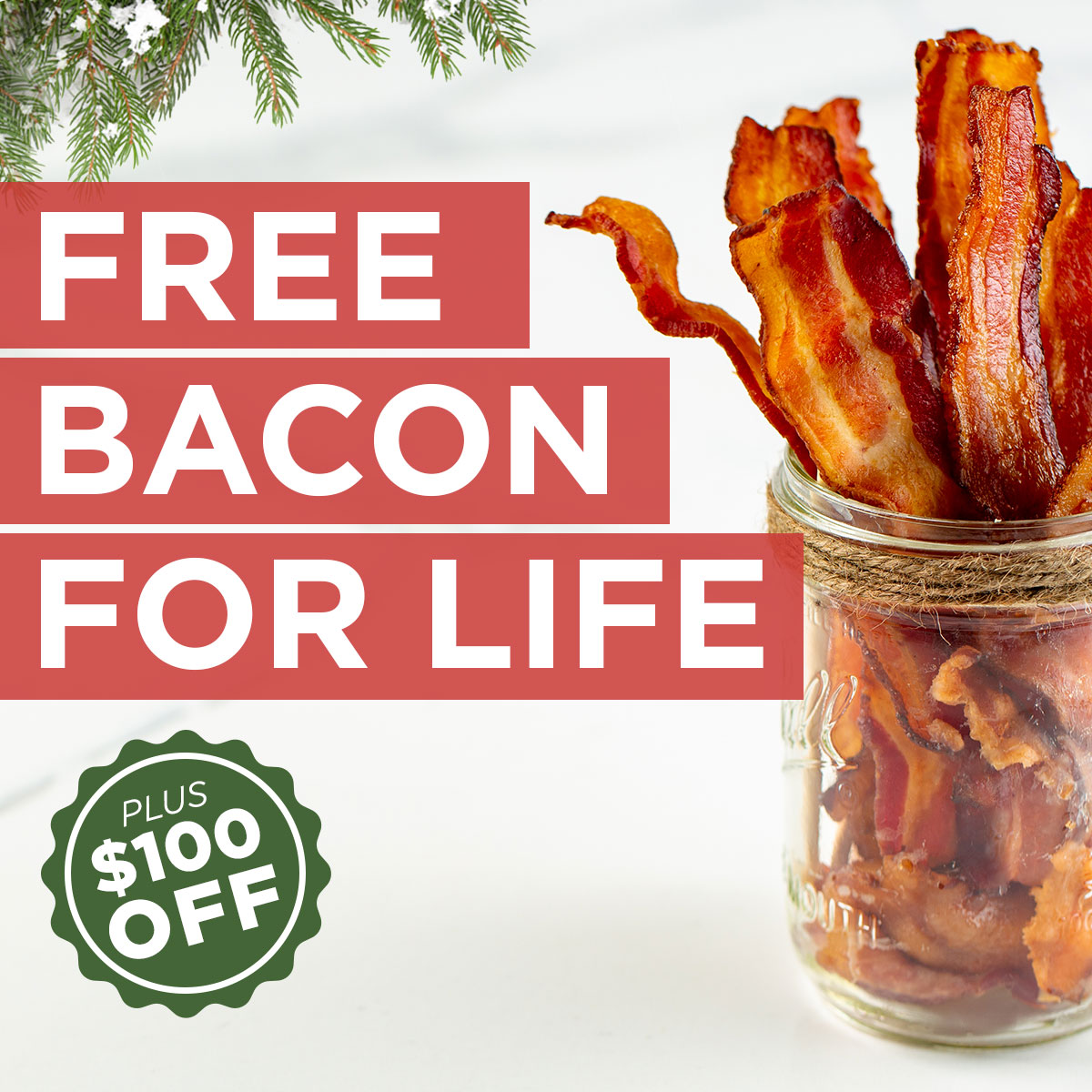 FREE BACON FOR LIFE+ $100 OFF