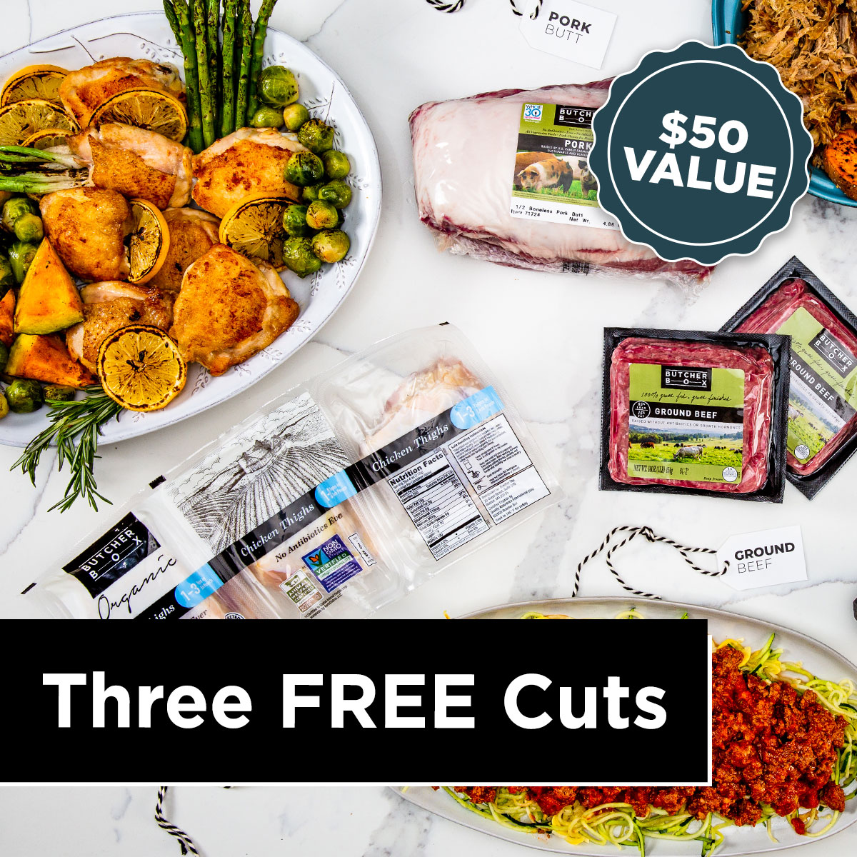 THREE FREE CUT. $50 Value