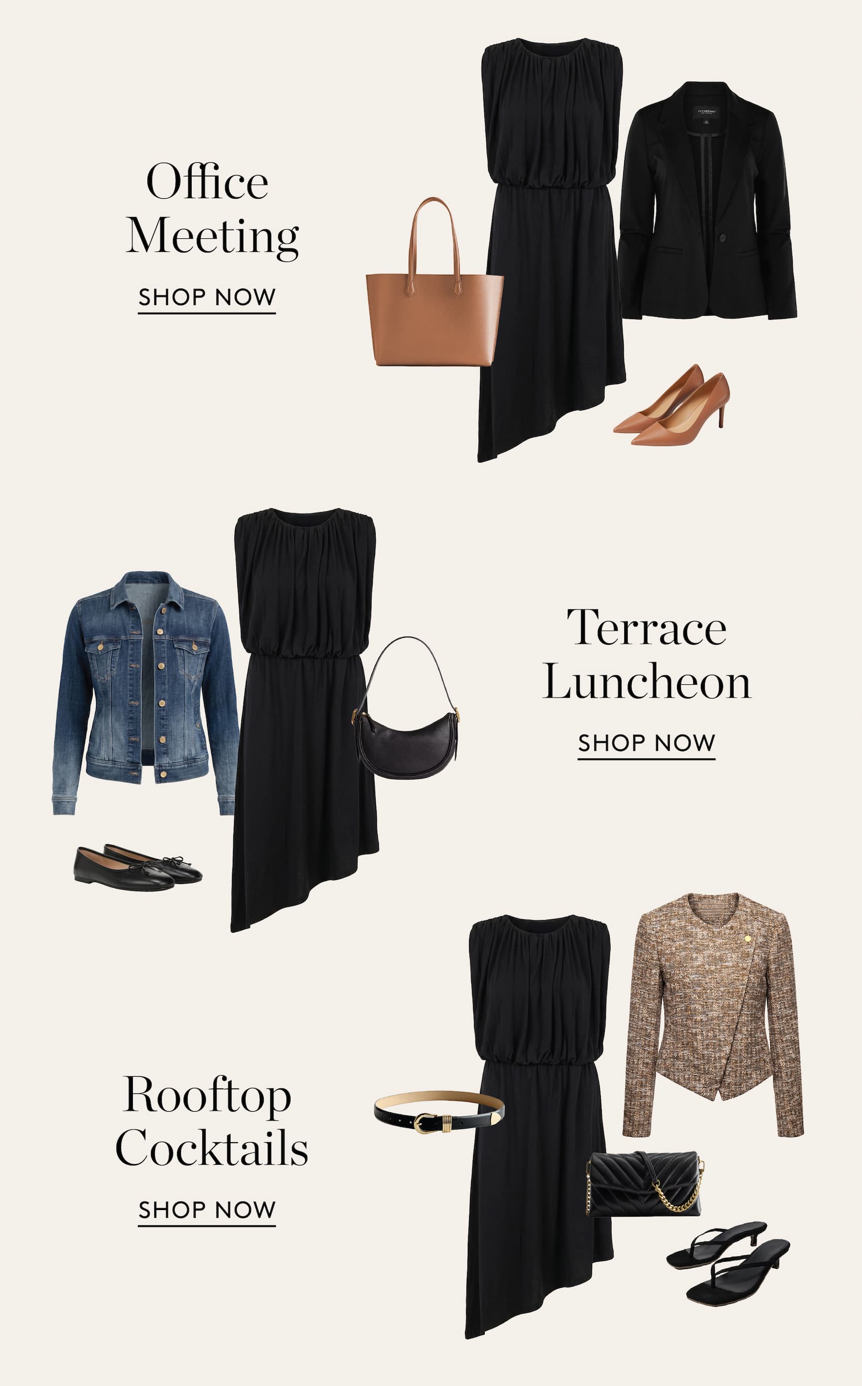 Office Meeting. Terrace Luncheon. Rooftop Cocktails. Shop Now.