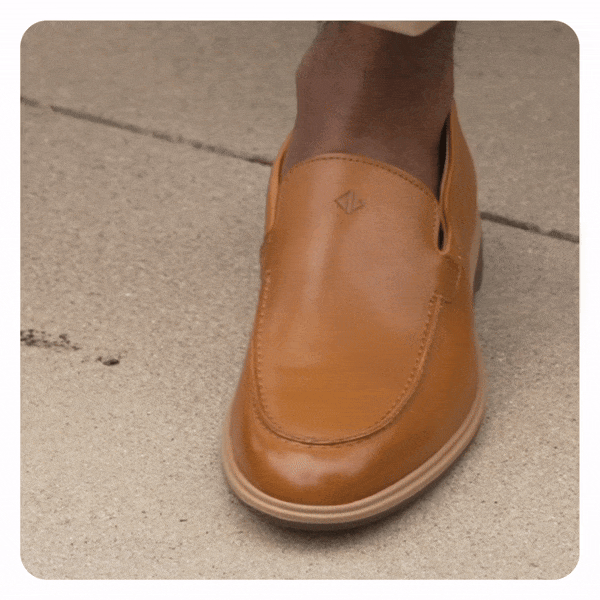 Model wearing The Loafer in Honey