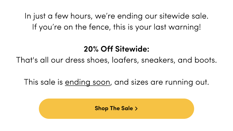 SIX HOURS LEFT To Shop The Sale.