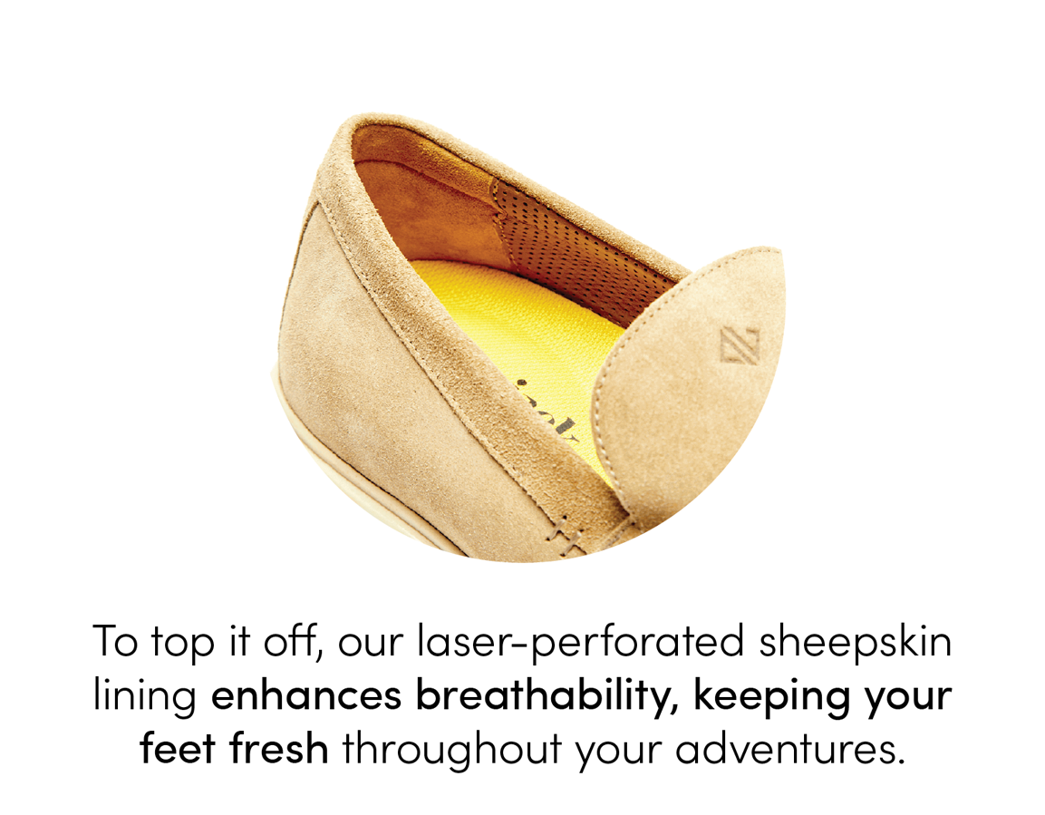 To top it off, our laser-perforated sheepskin lining enhances breathability, keeping your feet fresh throughout your adventures.