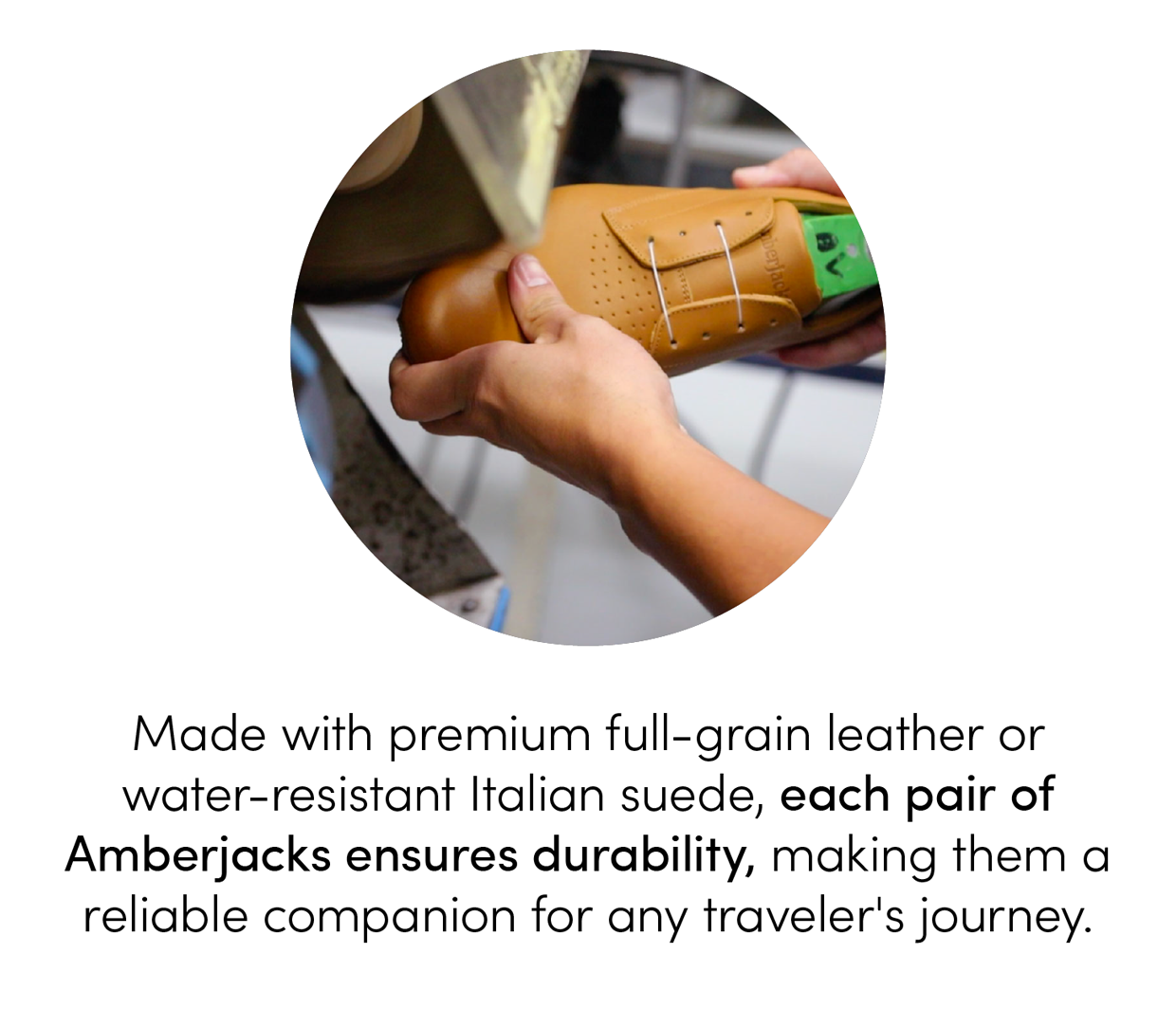 Made with premium full-grain leather or water-resistant Italian suede, each pair of Amberjacks ensures durability, making them a reliable companion for any traveler's journey.