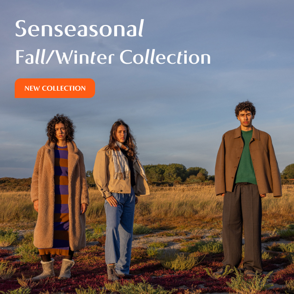 Three people wearing fall fashion and Wilding minimalist shoes look into the camera and are standing in a steppe-like landscape at sunset.