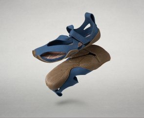 4 Product images: A dark blue Wildling minimalist sandal, a vibrant yellow fabric Wildling minimalist shoe, a rose fabric Wildling minimalist shoe and a black Wildling minimalist shoe