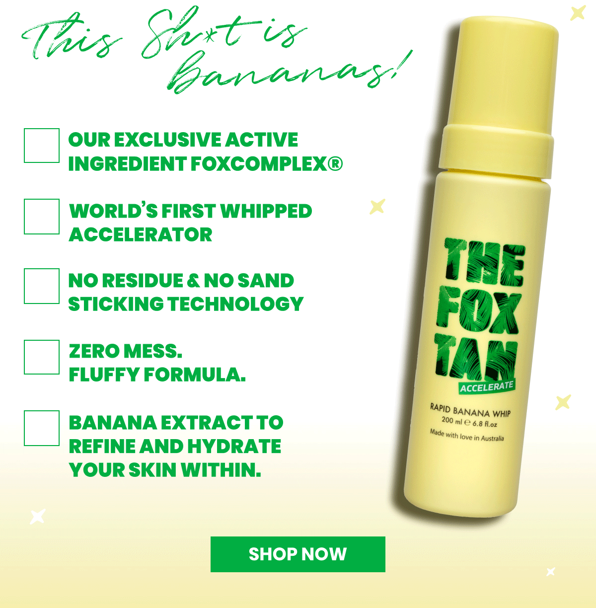 You'll go bananas for this tropical tan! 🍌 The Fox Tan