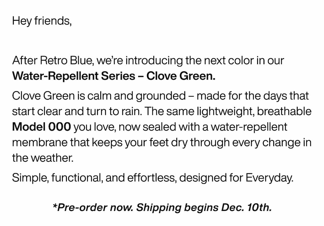 Hey friends, After Retro Blue, we're introducing the next color in our Water-Repellent Series - Clove Green.