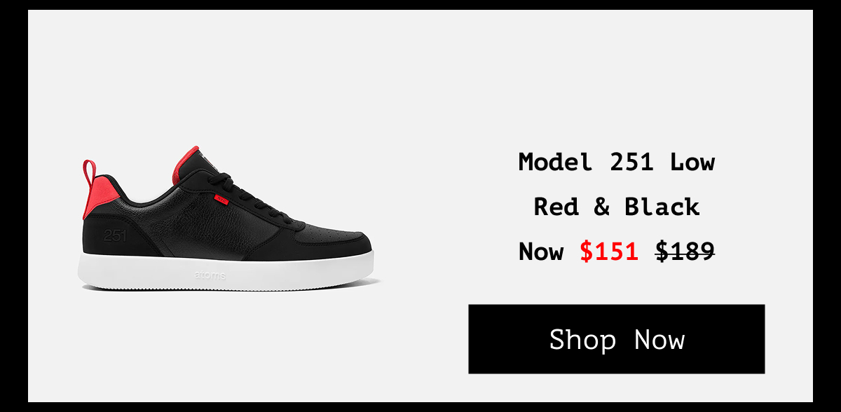 Model 251 Low. Red & Black. Now $151 Shop Now
