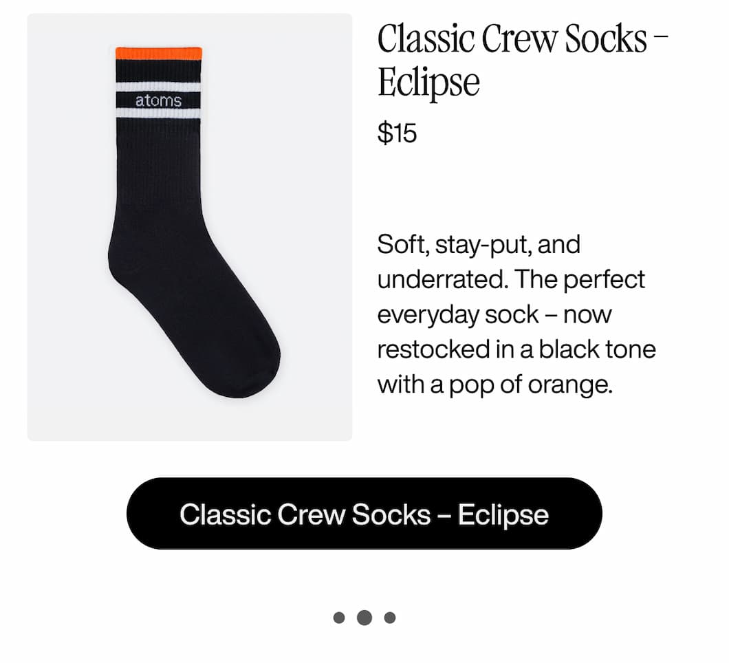 Classic Crew Socks – Eclipse – $15. The perfect everyday sock – in a soft cream base with golden yellow accent, made for everyday comfort. Classic Crew Socks – Eclipse Classic Crew Socks – Eclipse – $15. The perfect everyday sock – in a soft cream base with golden yellow accent, made for everyday comfort. Classic Crew Socks – Eclipse