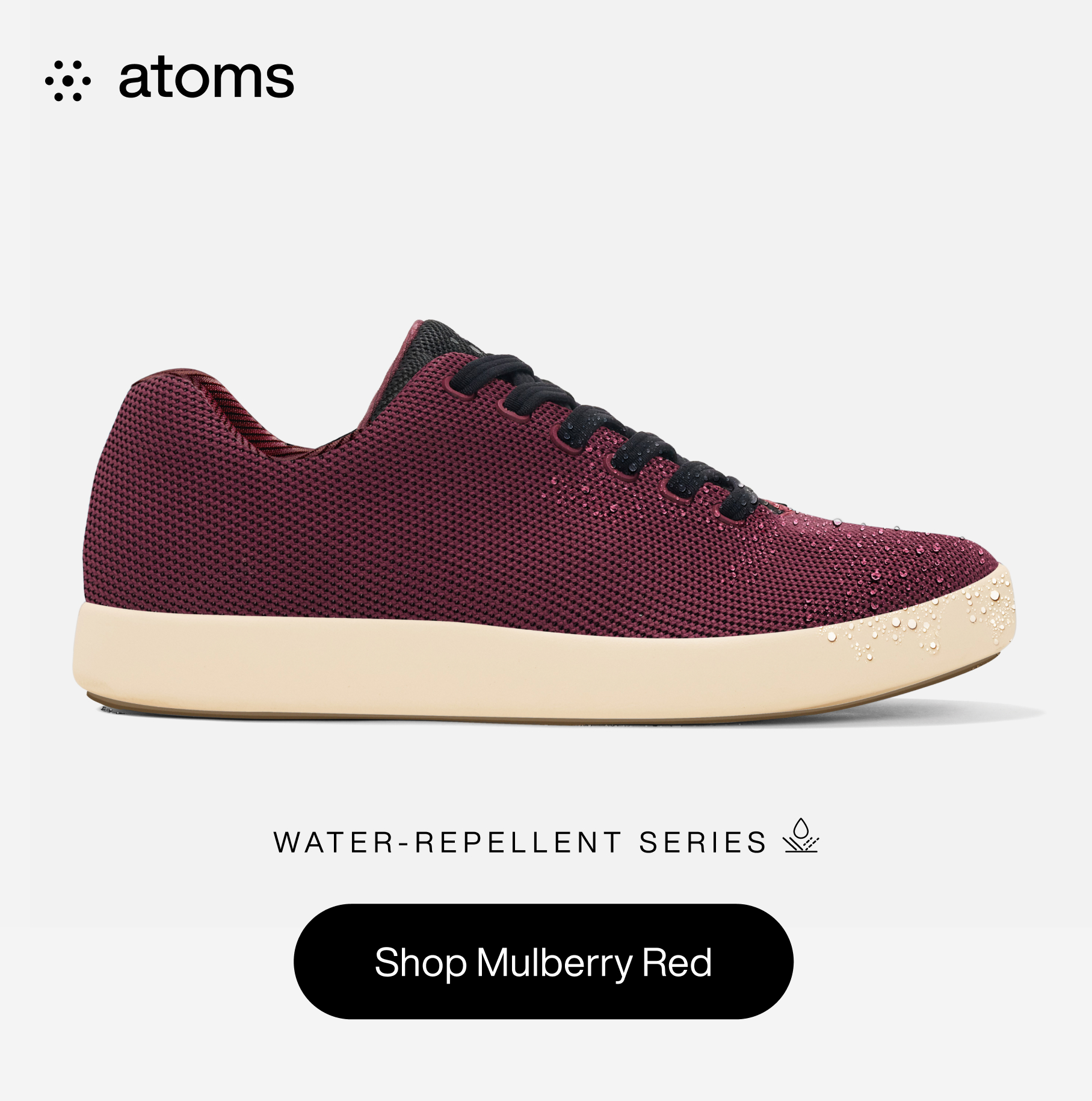 Atoms. Water-repellent series. Shop Mulberry Red.