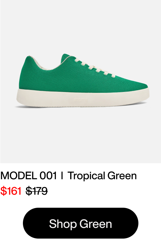 Shop Shoes – Atoms Model 001 Tropical Green – $161 (was $179)